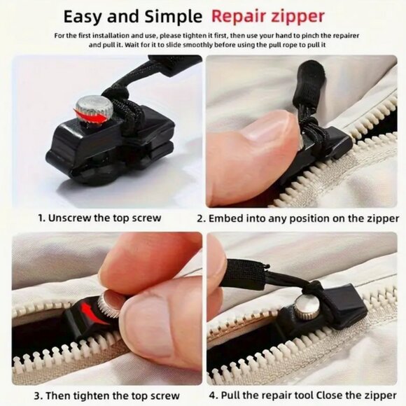 NWT Fix Your Handbag Zipper! TWO Zipper Fixers EZ Peasy NO SEWING NO TOOLS Purse - Picture 3 of 4